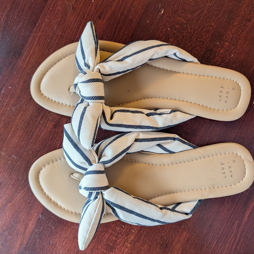 Striped Bow Sandals